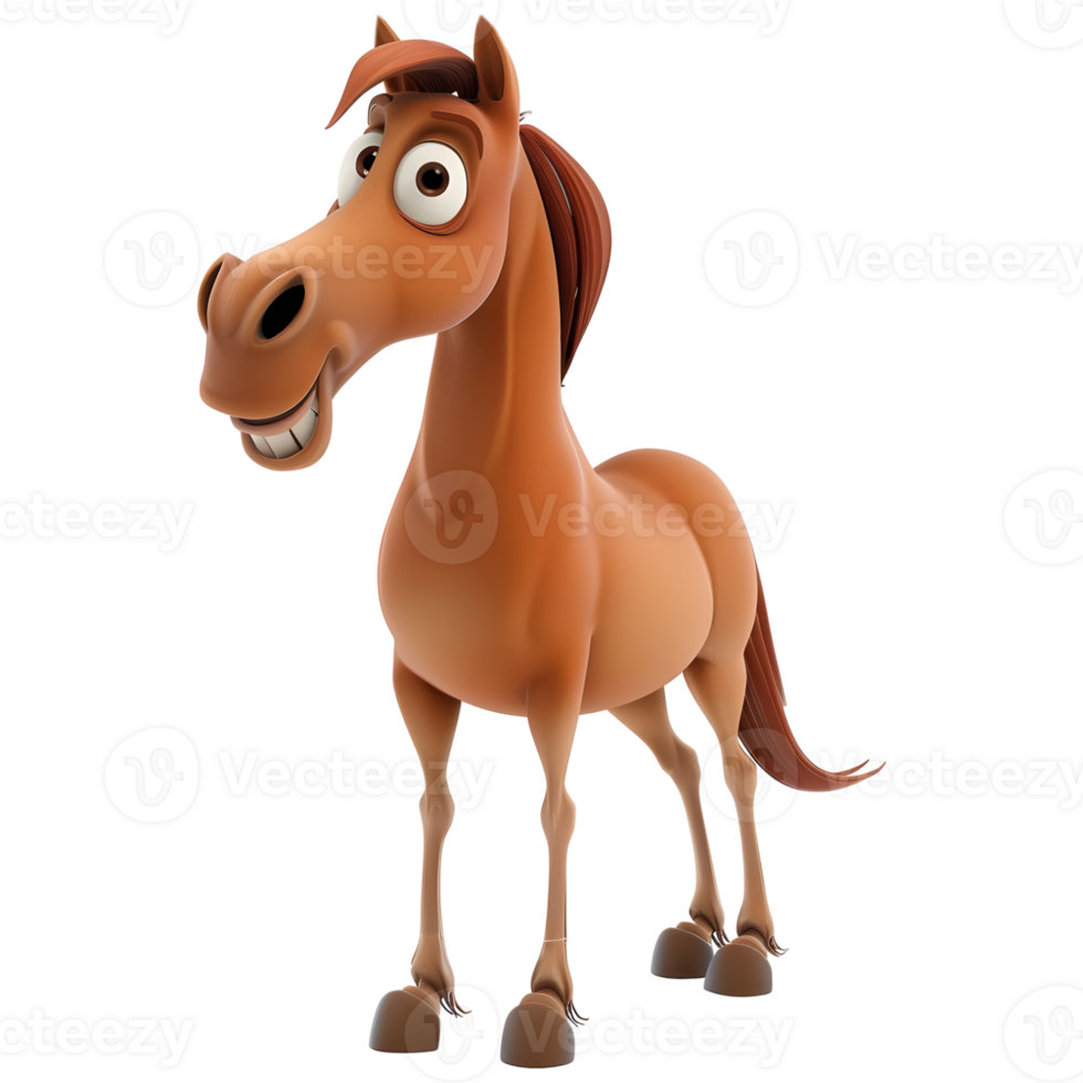 AI generated 3D Rendering of a Cute Horse Standing on Transparent Background - Ai Generated png