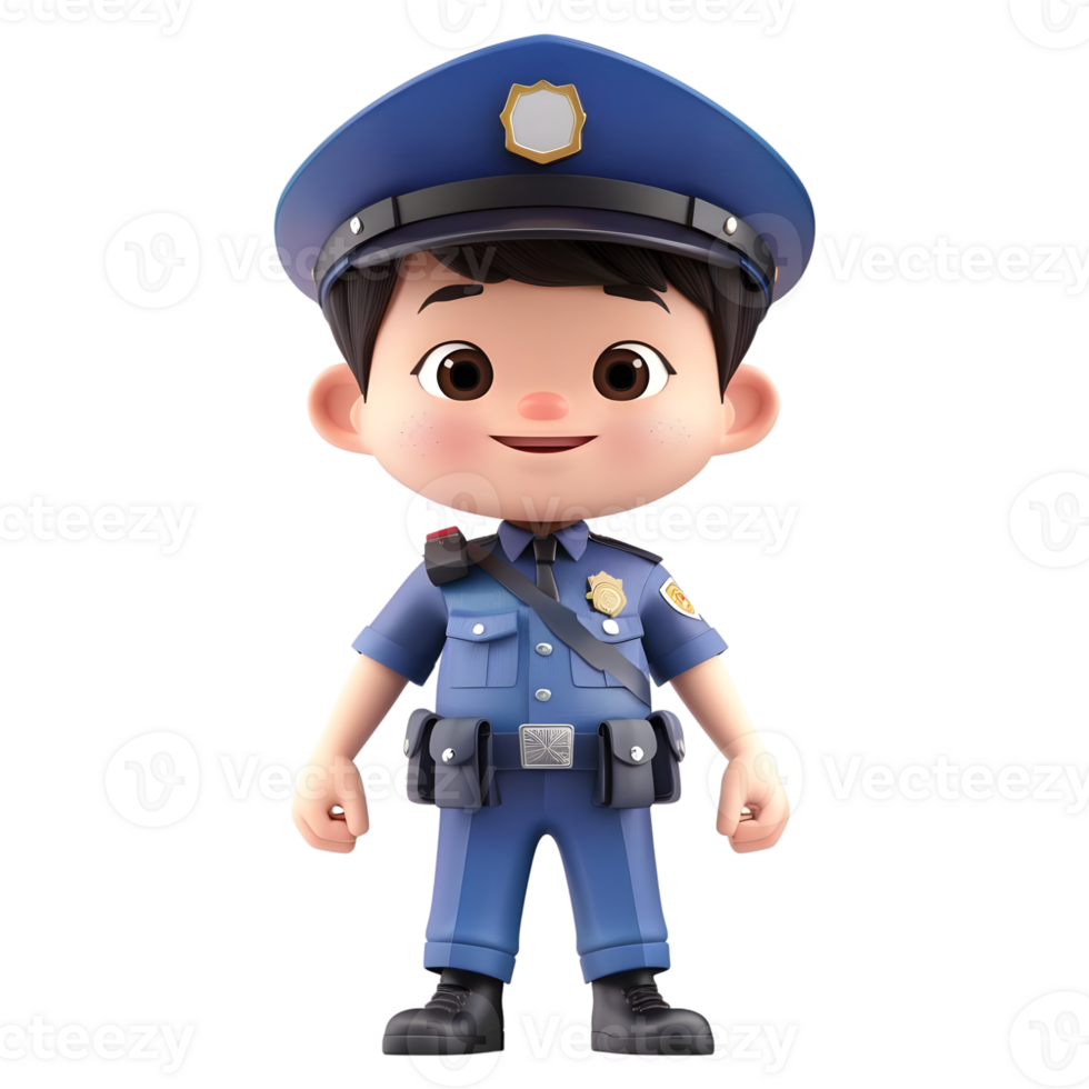 AI generated 3D Rendering of a Cartoon of Police Man with Uniform on Transparent Background - Ai Generated png