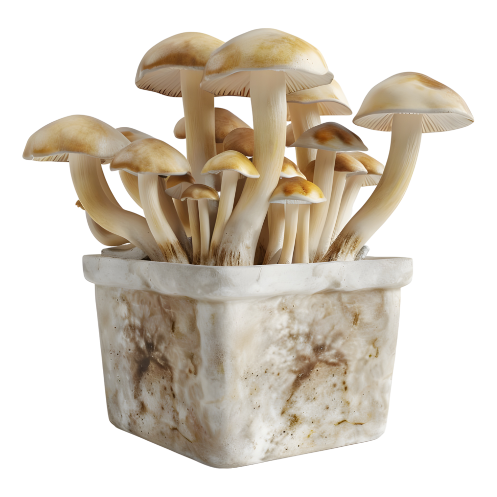 AI generated 3D Rendering of a Mushrooms in a Plastic Box or Jar on Transparent Background - Ai Generated png