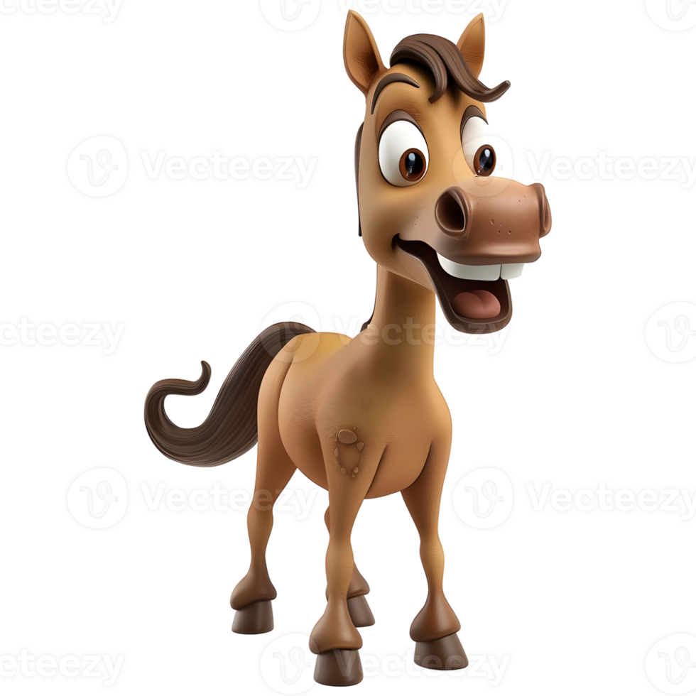 AI generated 3D Rendering of a Cute Horse Standing on Transparent Background - Ai Generated png
