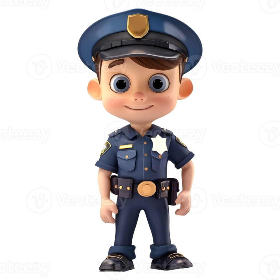 AI generated 3D Rendering of a Cartoon of Police Man with Uniform on Transparent Background - Ai Generated png