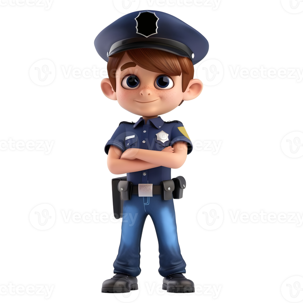 AI generated 3D Rendering of a Cartoon of Police Man with Uniform on Transparent Background - Ai Generated png