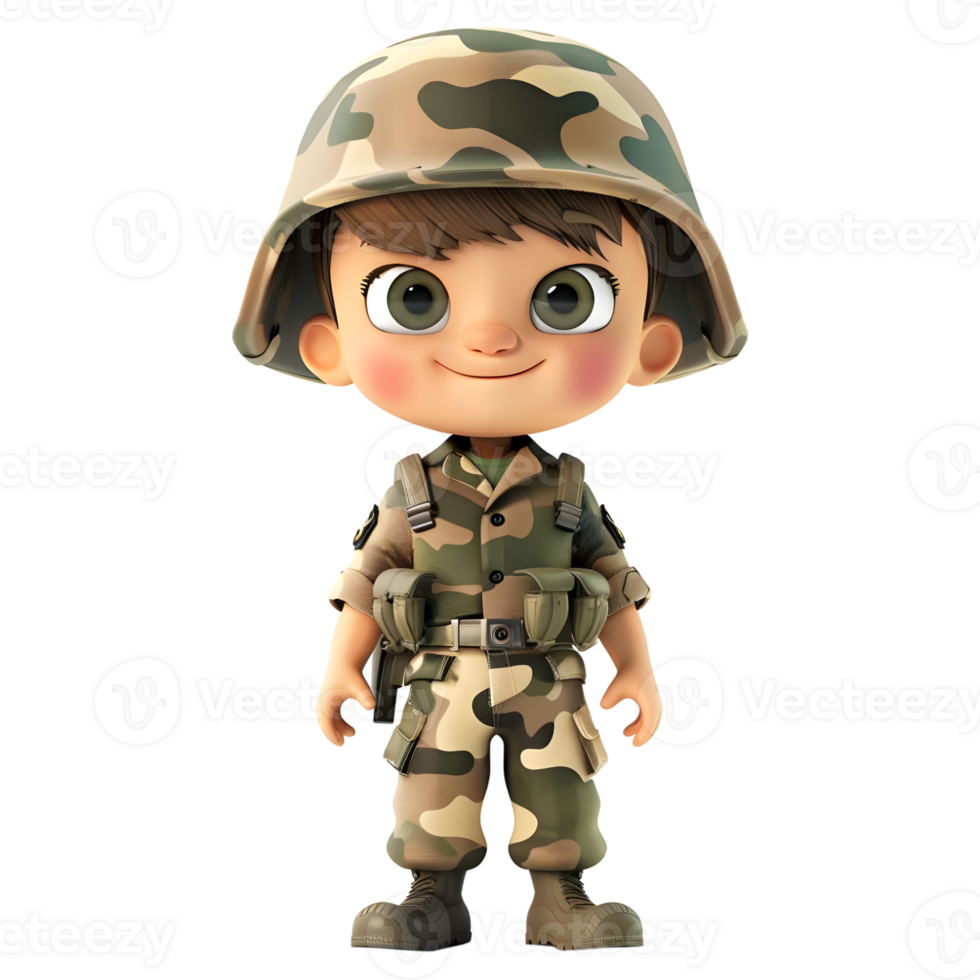 AI generated 3D Rendering of a Cartoon of Army Man with Uniform on Transparent Background - Ai Generated png