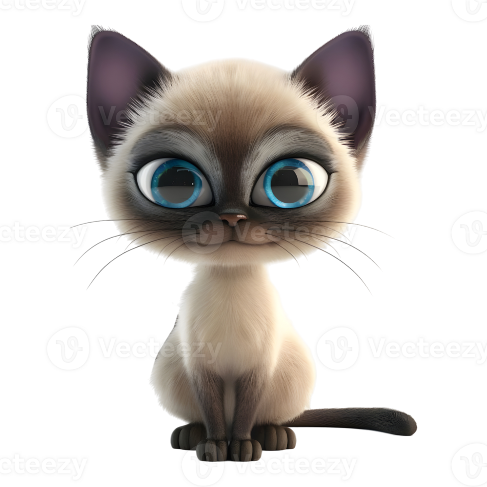 AI generated 3D Rendering of a Cute Cat Standing on Transparent Background - Ai Generated png