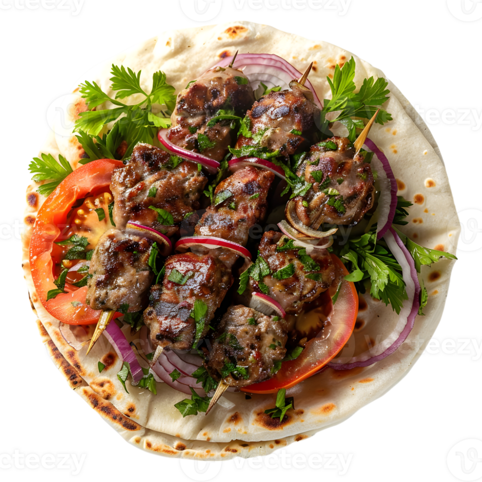 AI generated 3D Rendering of a Grilled Beef Kebab on Transparent Background - Ai Generated png
