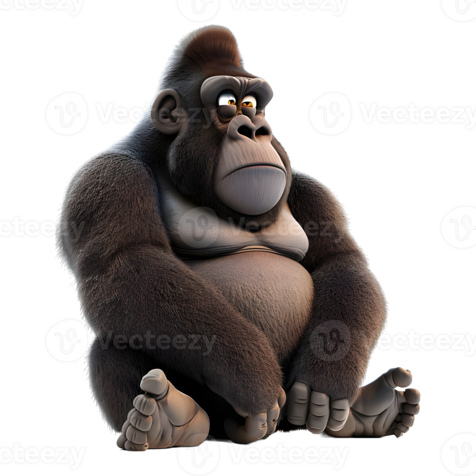 AI generated 3D Rendering of a Gorilla on Transparent Background - Ai Generated png