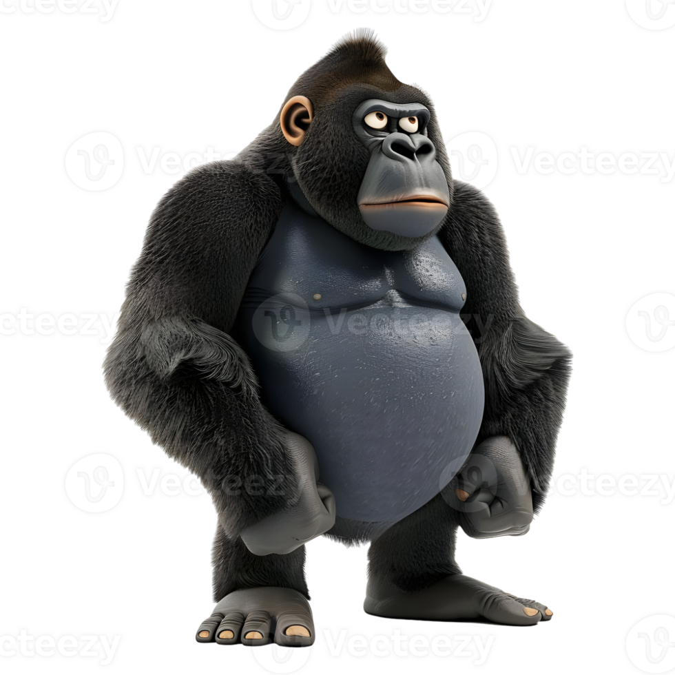 ai gegenereerd 3d renderen van een gorilla Aan transparant achtergrond - ai gegenereerd png