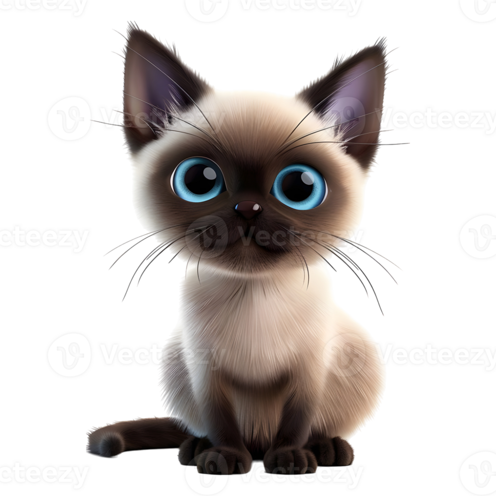 AI generated 3D Rendering of a Cute Cat Standing on Transparent Background - Ai Generated png