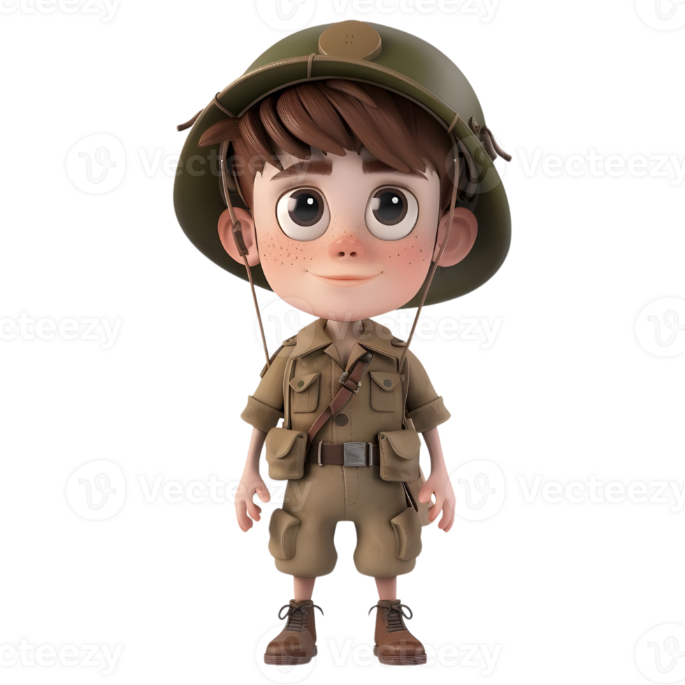 AI generated 3D Rendering of a Cartoon of Army Man with Uniform on Transparent Background - Ai Generated png