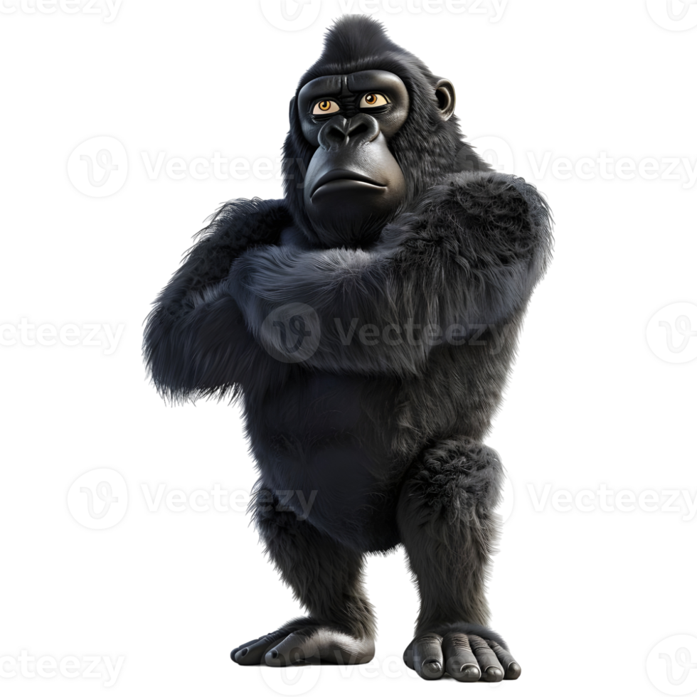 AI generated 3D Rendering of a Gorilla on Transparent Background - Ai Generated png