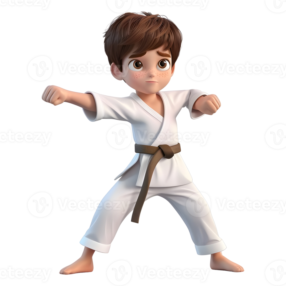 AI generated 3D Rendering of a Cartoon of Ninja Karate Boy on Transparent Background - Ai Generated png