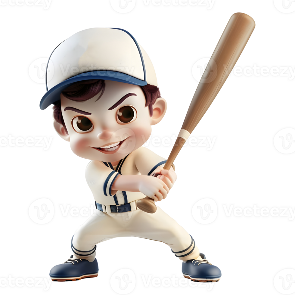 AI generated 3D Rendering of a Cartoon of Baseball Player on Transparent Background - Ai Generated png