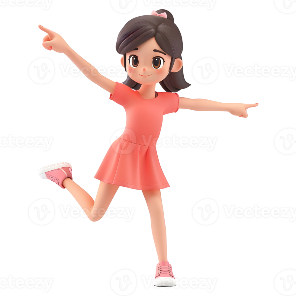 AI generated 3D Rendering of a Cartoon of Girl in Funny Mode on Transparent Background - Ai Generated png