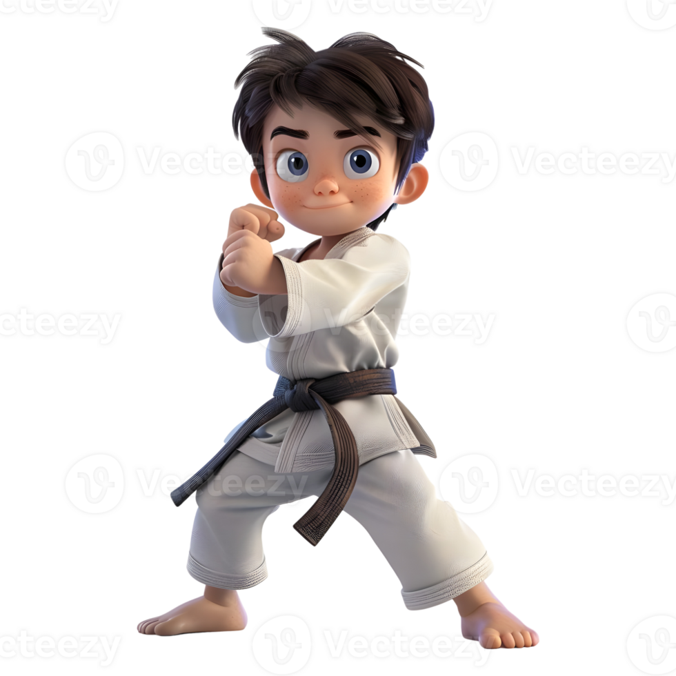 AI generated 3D Rendering of a Cartoon of Ninja Karate Boy on Transparent Background - Ai Generated png