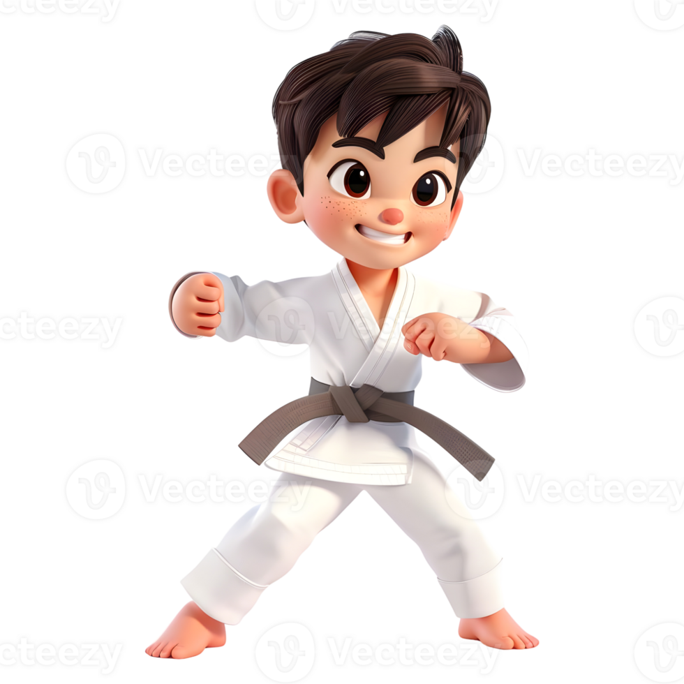 AI generated 3D Rendering of a Cartoon of Ninja Karate Boy on Transparent Background - Ai Generated png