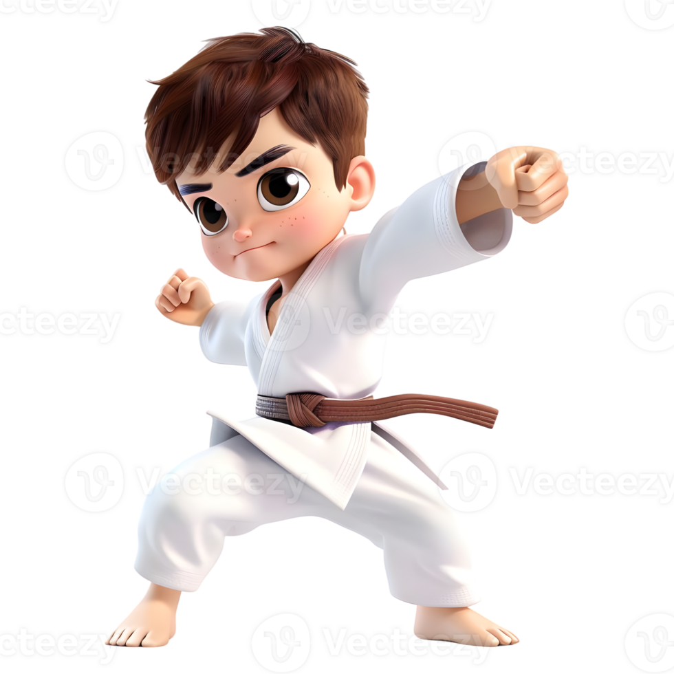 AI generated 3D Rendering of a Cartoon of Ninja Karate Boy on Transparent Background - Ai Generated png