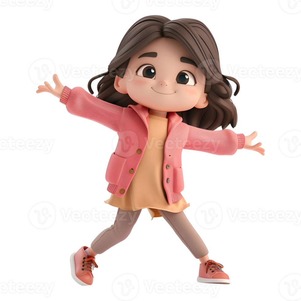 AI generated 3D Rendering of a Cartoon of Girl in Funny Mode on Transparent Background - Ai Generated png