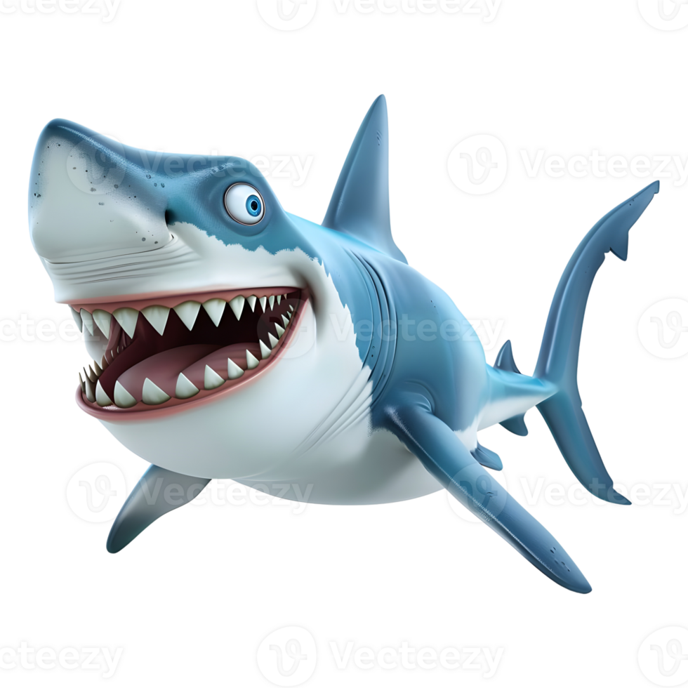 AI generated 3D Rendering of a Cartoon of Horror Blue Shark on Transparent Background - Ai Generated png