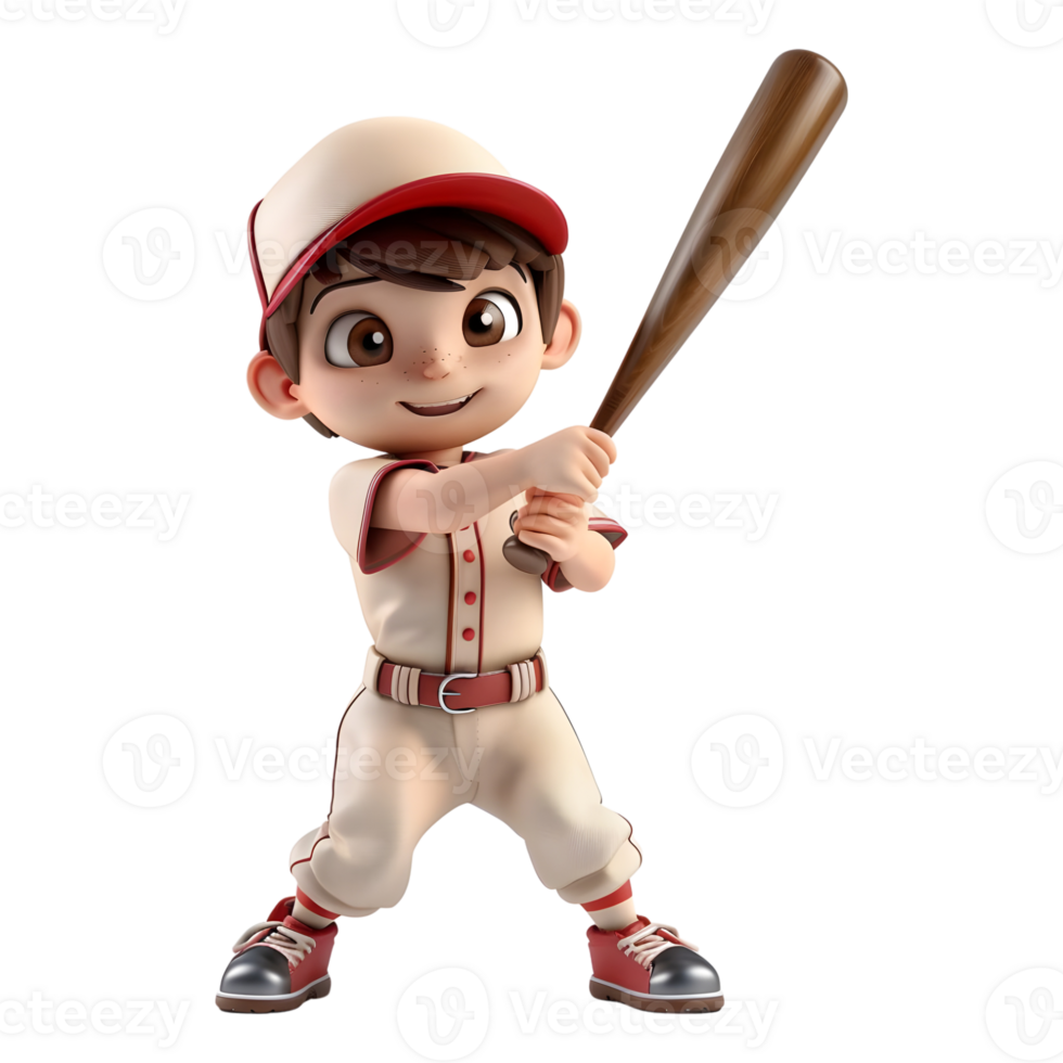 AI generated 3D Rendering of a Cartoon of Baseball Player on Transparent Background - Ai Generated png