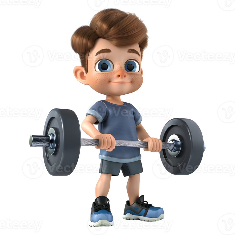 AI generated 3D Rendering of a Cartoon of Gym Boy With Dumbbells on Transparent Background - Ai Generated png