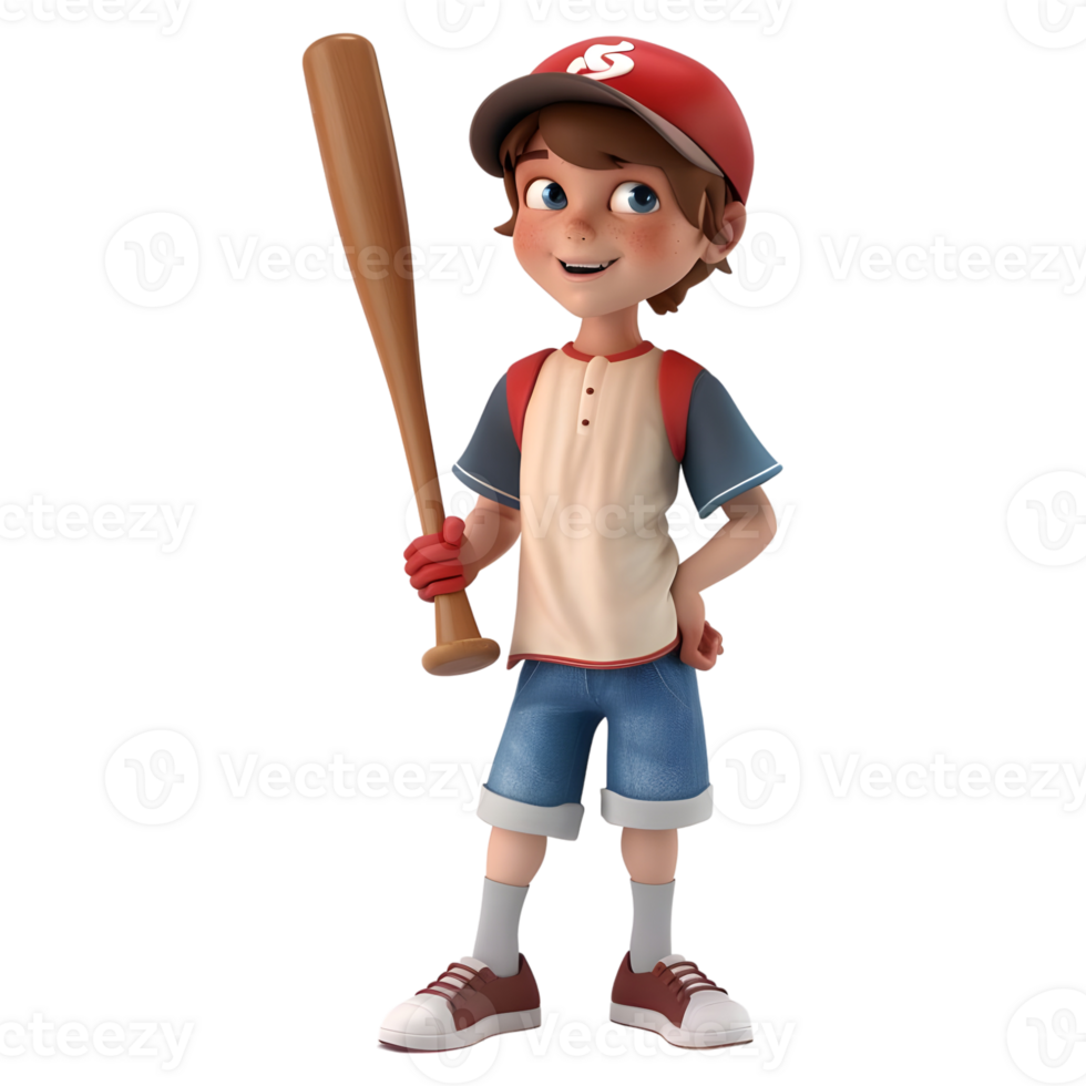 AI generated 3D Rendering of a Cartoon of Baseball Player on Transparent Background - Ai Generated png