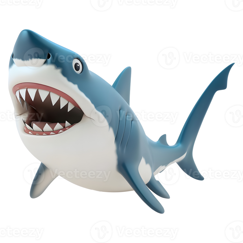 AI generated 3D Rendering of a Cartoon of Horror Blue Shark on Transparent Background - Ai Generated png