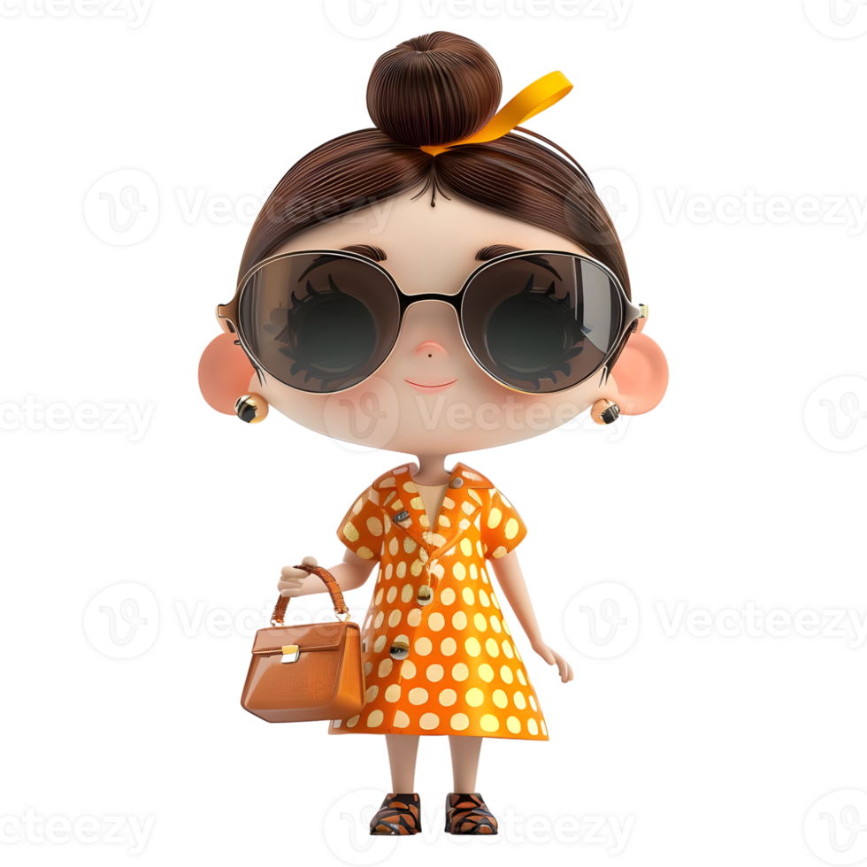 AI generated 3D Rendering of a Cartoon of Girl Standing in Glasses on Transparent Background - Ai Generated png