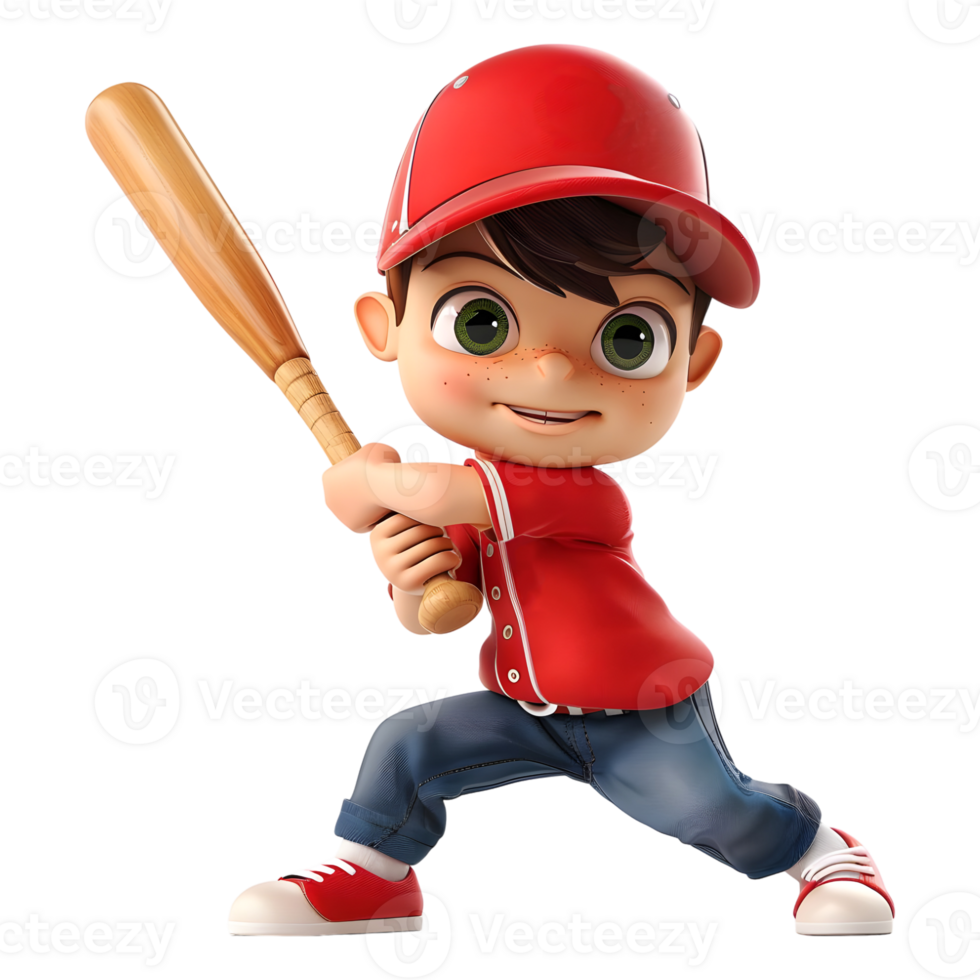 AI generated 3D Rendering of a Cartoon of Baseball Player on Transparent Background - Ai Generated png