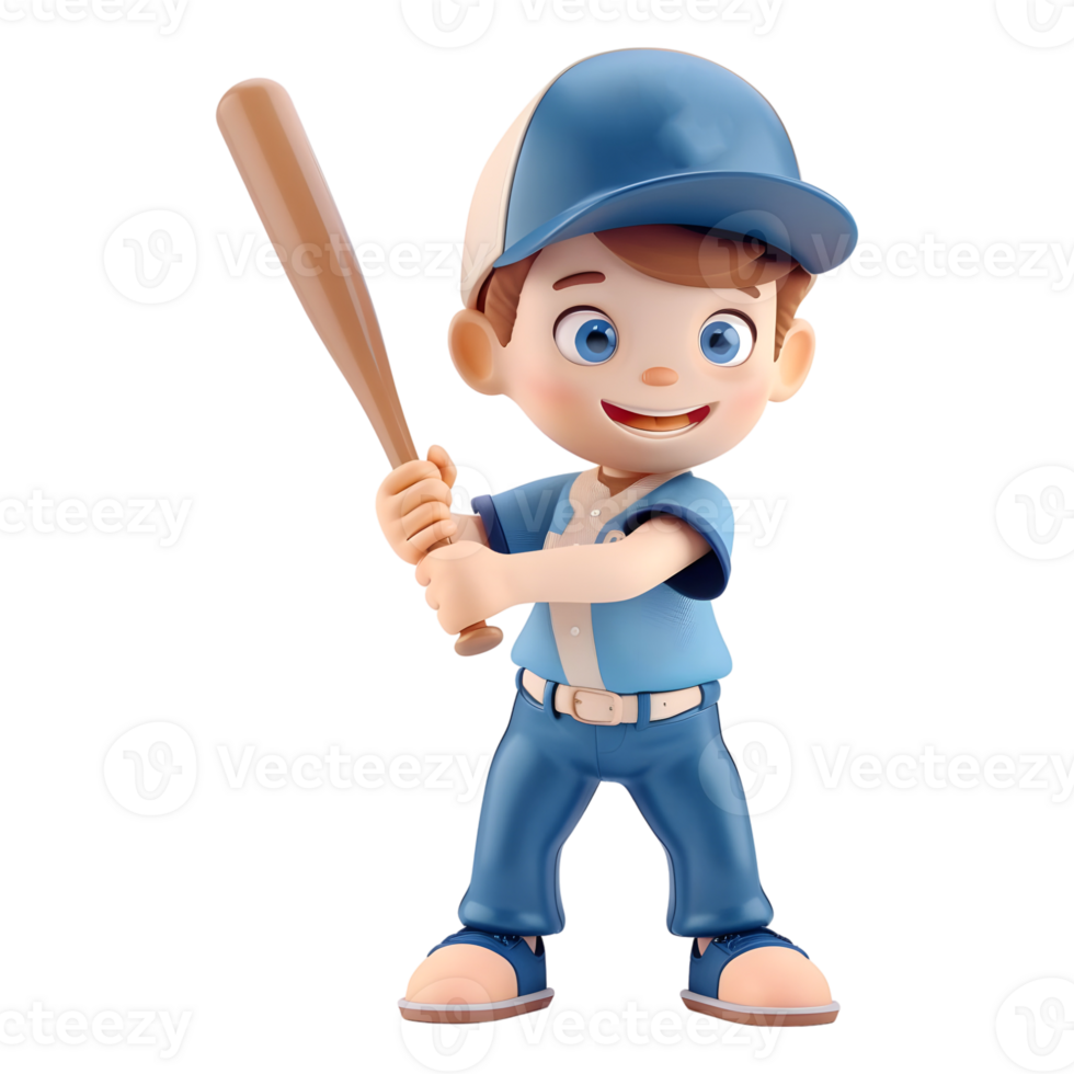 AI generated 3D Rendering of a Cartoon of Baseball Player on Transparent Background - Ai Generated png