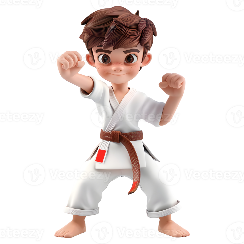 AI generated 3D Rendering of a Cartoon of Ninja Karate Boy on Transparent Background - Ai Generated png