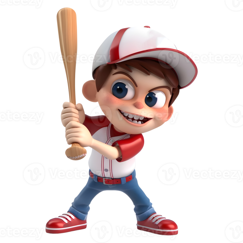 AI generated 3D Rendering of a Cartoon of Baseball Player on Transparent Background - Ai Generated png