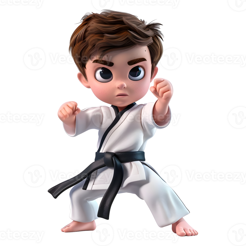 AI generated 3D Rendering of a Cartoon of Ninja Karate Boy on Transparent Background - Ai Generated png