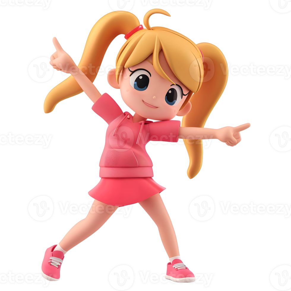 AI generated 3D Rendering of a Cartoon of Girl in Funny Mode on Transparent Background - Ai Generated png