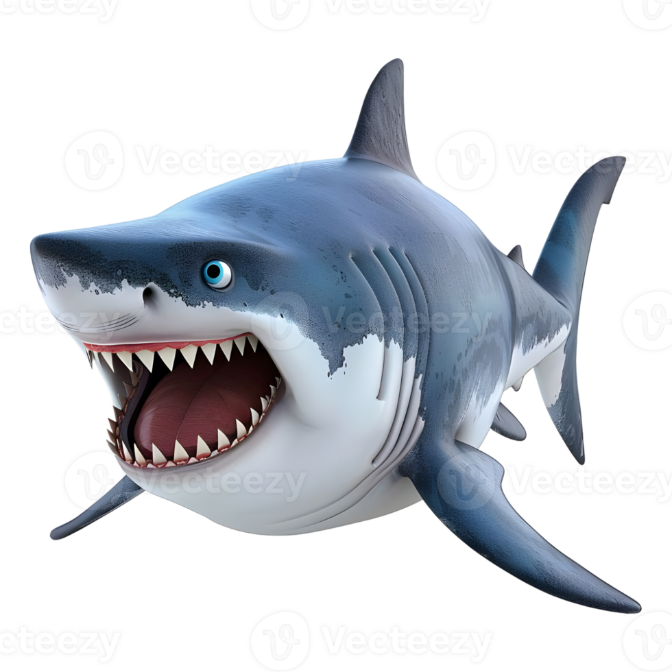 AI generated 3D Rendering of a Cartoon of Horror Blue Shark on Transparent Background - Ai Generated png
