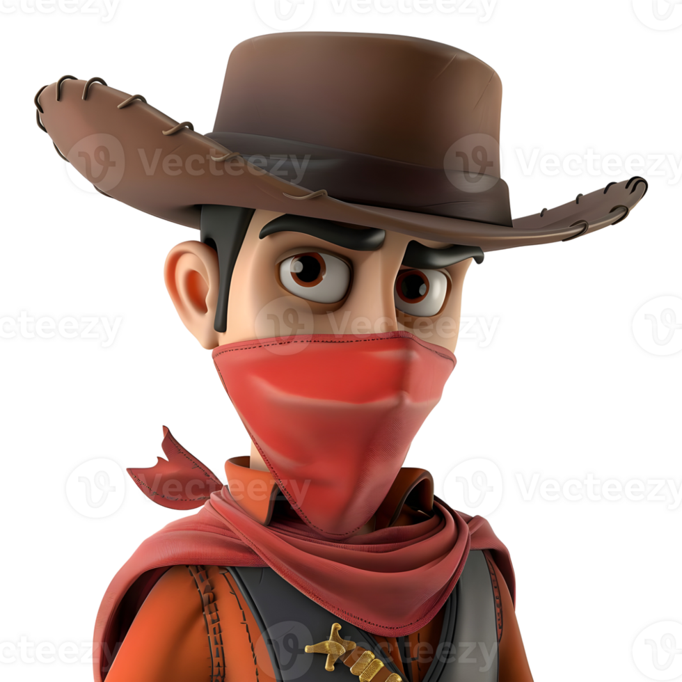 AI generated 3D Rendering of a Cartoon of Cowboy on Transparent Background - Ai Generated png