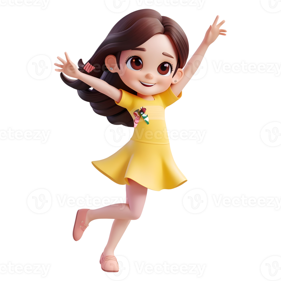 AI generated 3D Rendering of a Cartoon of Girl in Funny Mode on Transparent Background - Ai Generated png