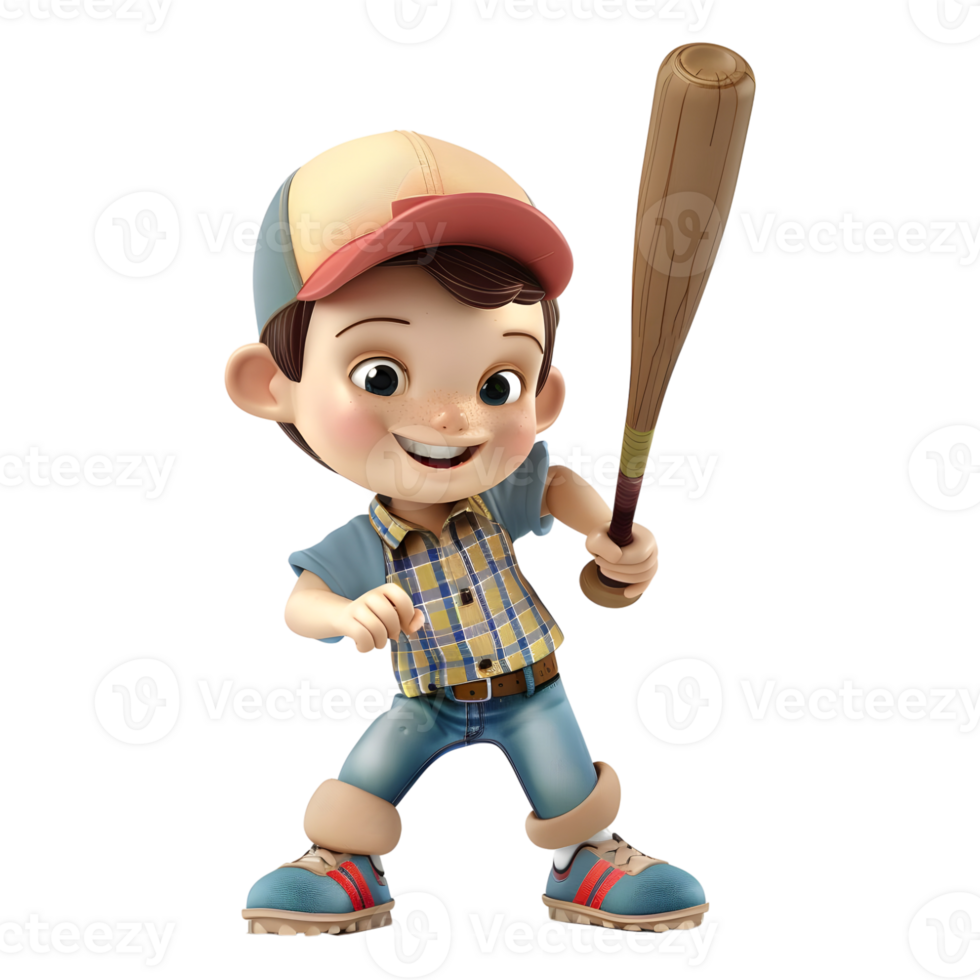 AI generated 3D Rendering of a Cartoon of Baseball Player on Transparent Background - Ai Generated png