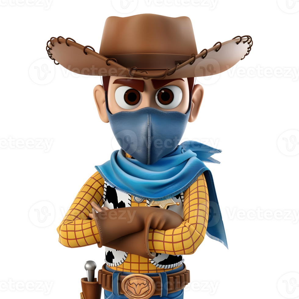 AI generated 3D Rendering of a Cartoon of Cowboy on Transparent Background - Ai Generated png