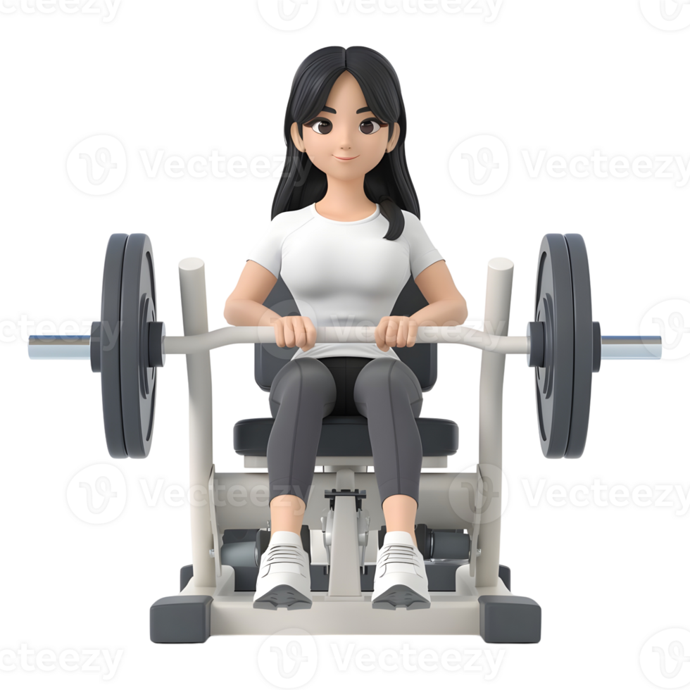 AI generated 3D Rendering of a Cartoon of Gym Girl Paddling on Transparent Background - Ai Generated png