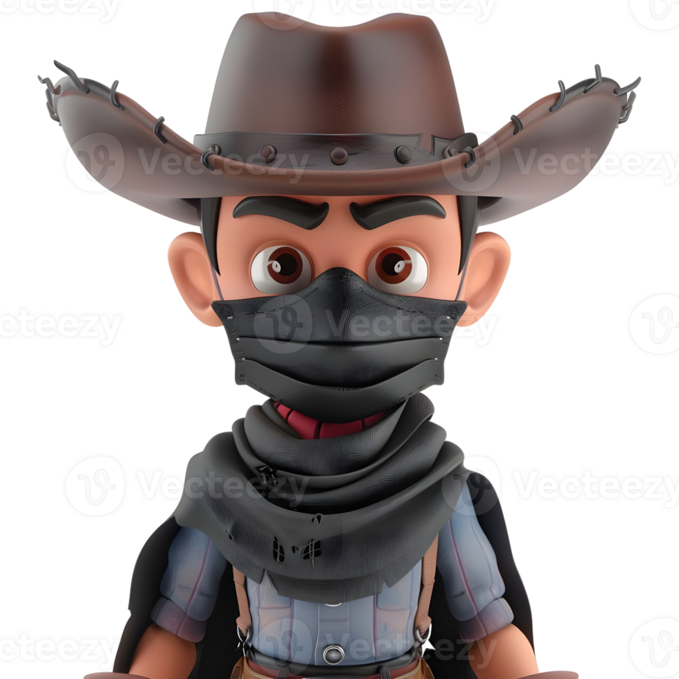 AI generated 3D Rendering of a Cartoon of Cowboy on Transparent Background - Ai Generated png