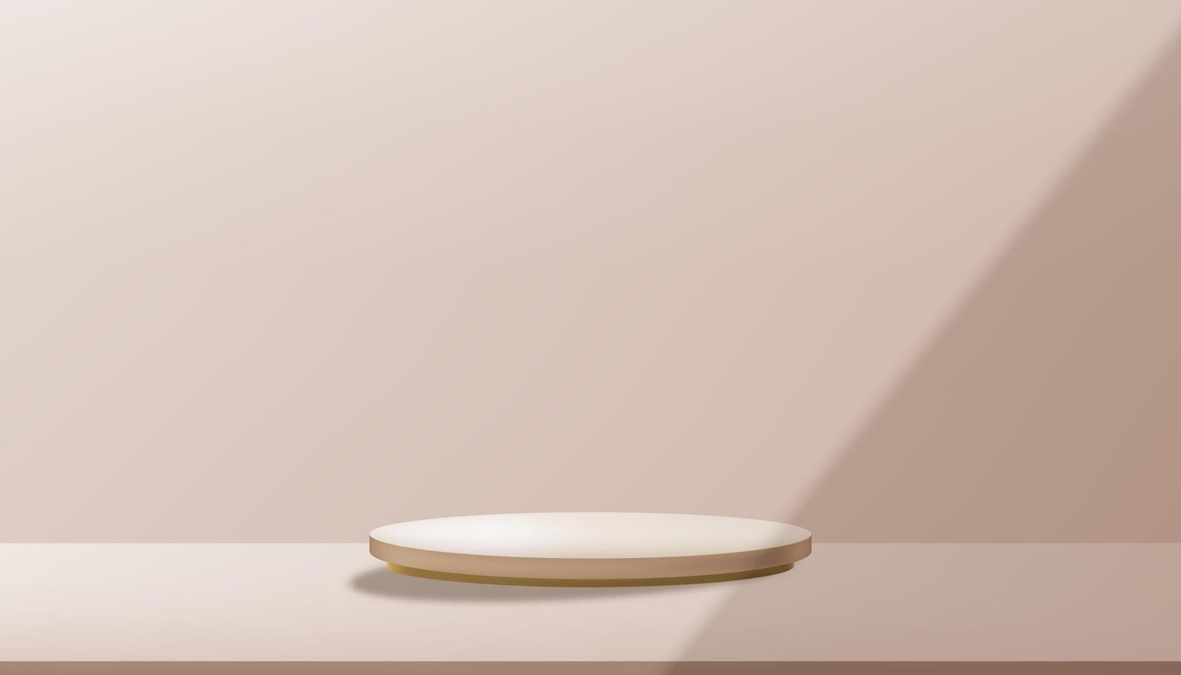 Beige Background,Studio room with podium display on table top,Empty Secene peach pastel wit cloud on wall backdrop.Vector illustration 3D minimal for product presentation vector