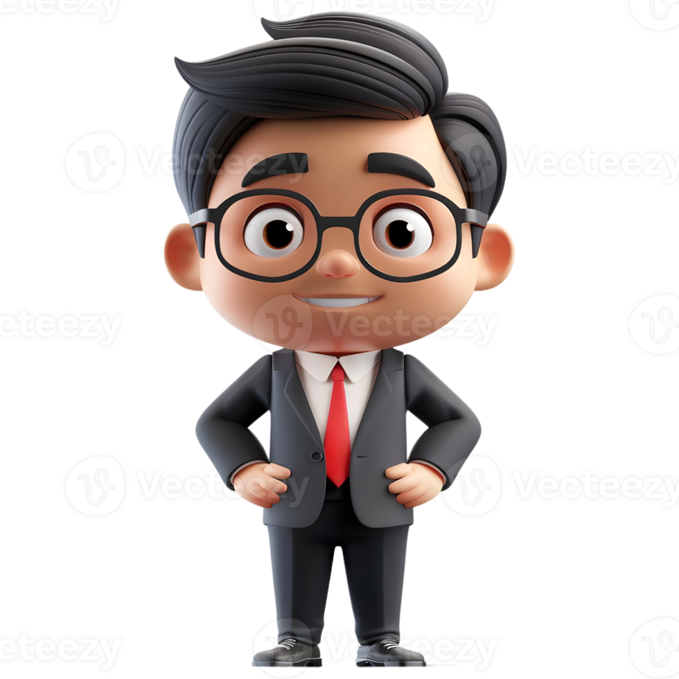 AI generated 3D Rendering of a Cartoon of Businessman Standing on Transparent Background - Ai Generated png