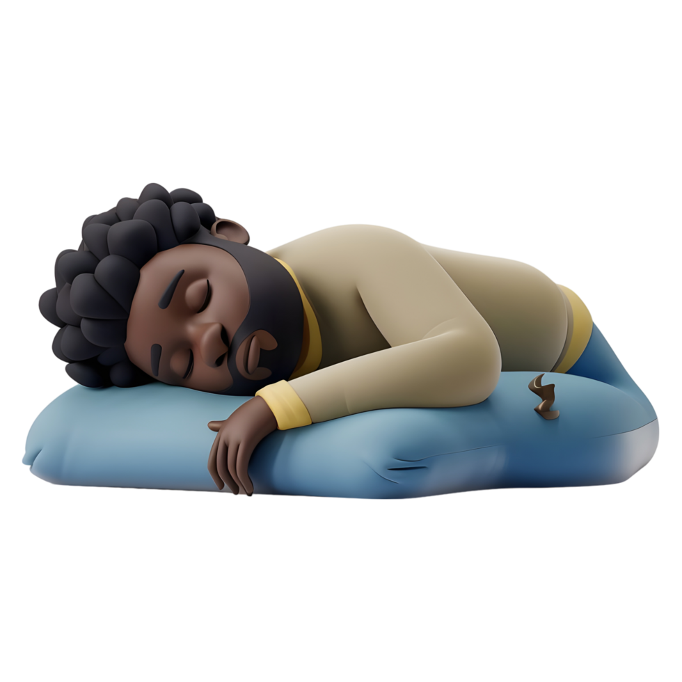 AI generated 3D Rendering of a Cartoon of Man Sleeping on Transparent Background - Ai Generated png