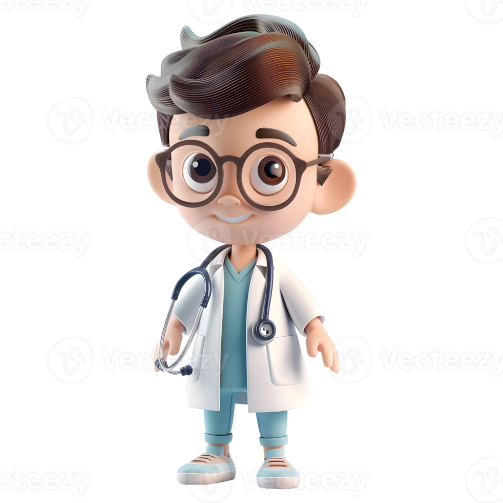 AI generated 3D Rendering of a Cartoon of Doctor With Stethoscope Standing on Transparent Background - Ai Generated png