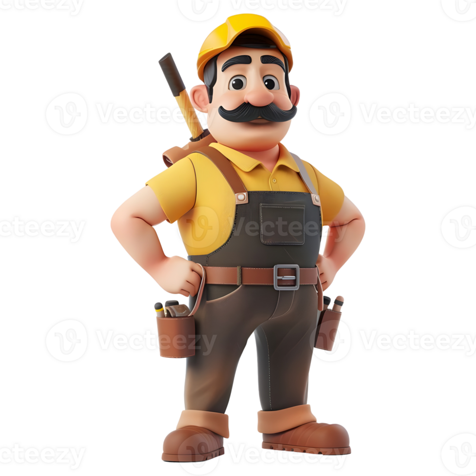 AI generated 3D Rendering of a Cartoon of Construction Worker on Transparent Background - Ai Generated png