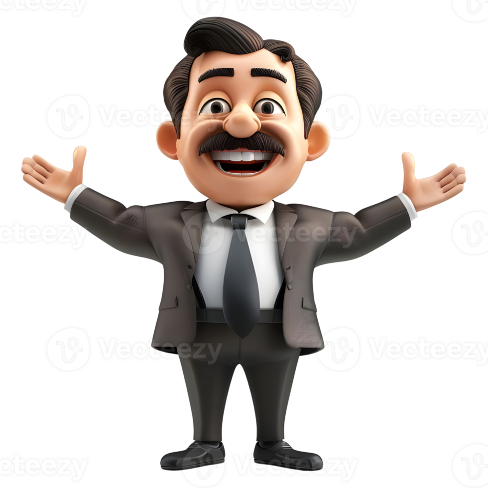 AI generated 3D Rendering of a Cartoon of Businessman Standing on Transparent Background - Ai Generated png