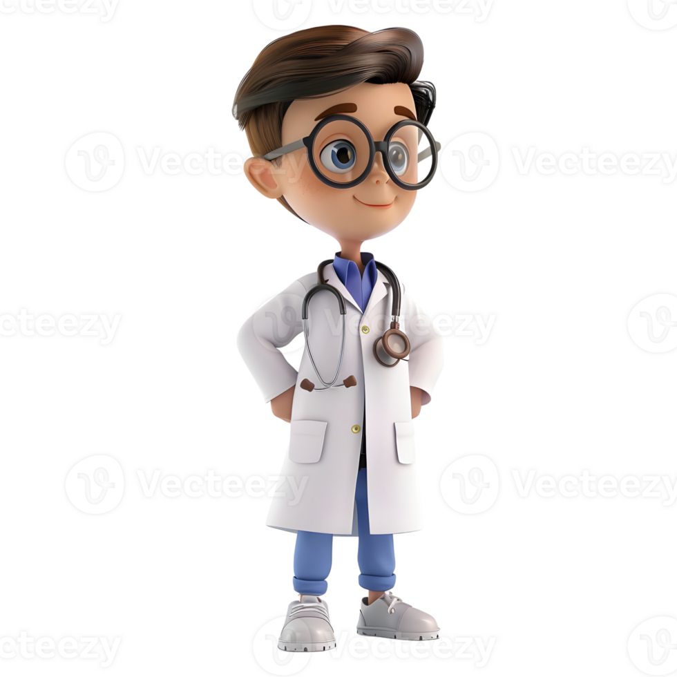 AI generated 3D Rendering of a Cartoon of Doctor With Stethoscope Standing on Transparent Background - Ai Generated png