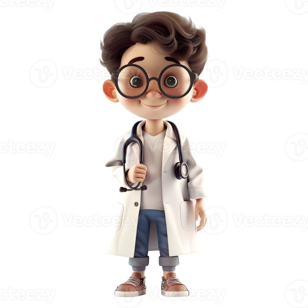 AI generated 3D Rendering of a Cartoon of Doctor With Stethoscope Standing on Transparent Background - Ai Generated png
