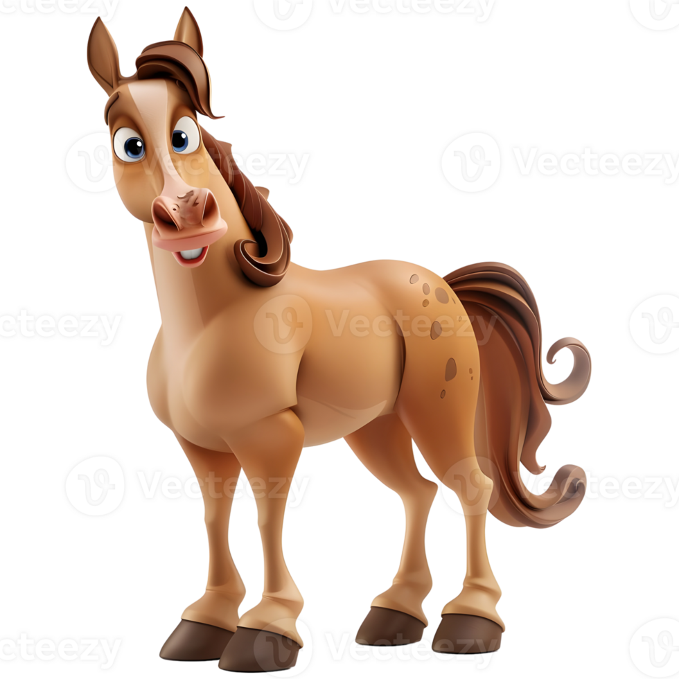 AI generated 3D Rendering of a Cute Horse Standing on Transparent Background - Ai Generated png