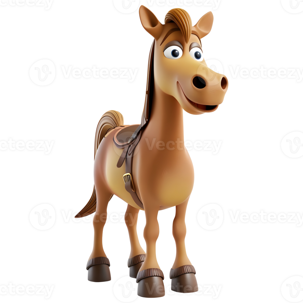 AI generated 3D Rendering of a Cute Horse Standing on Transparent Background - Ai Generated png